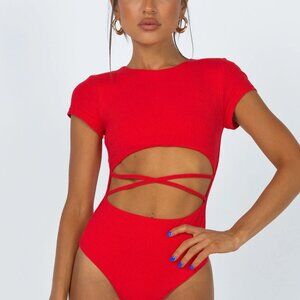 Princess Polly Red Cutout Crisscross Bodysuit